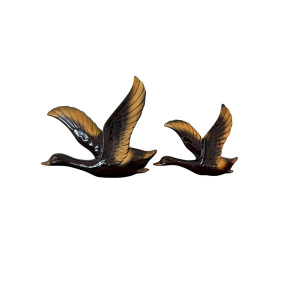 Vintage Flying Ducks Wall Decor Set Retro Style Japan Ceramic Geese‎ - Picture 1 of 8